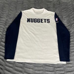 Nike Denver Nuggets NBA Dri-FIT Shooting Shirt White Navy Blue FZ0091-100 Mens M